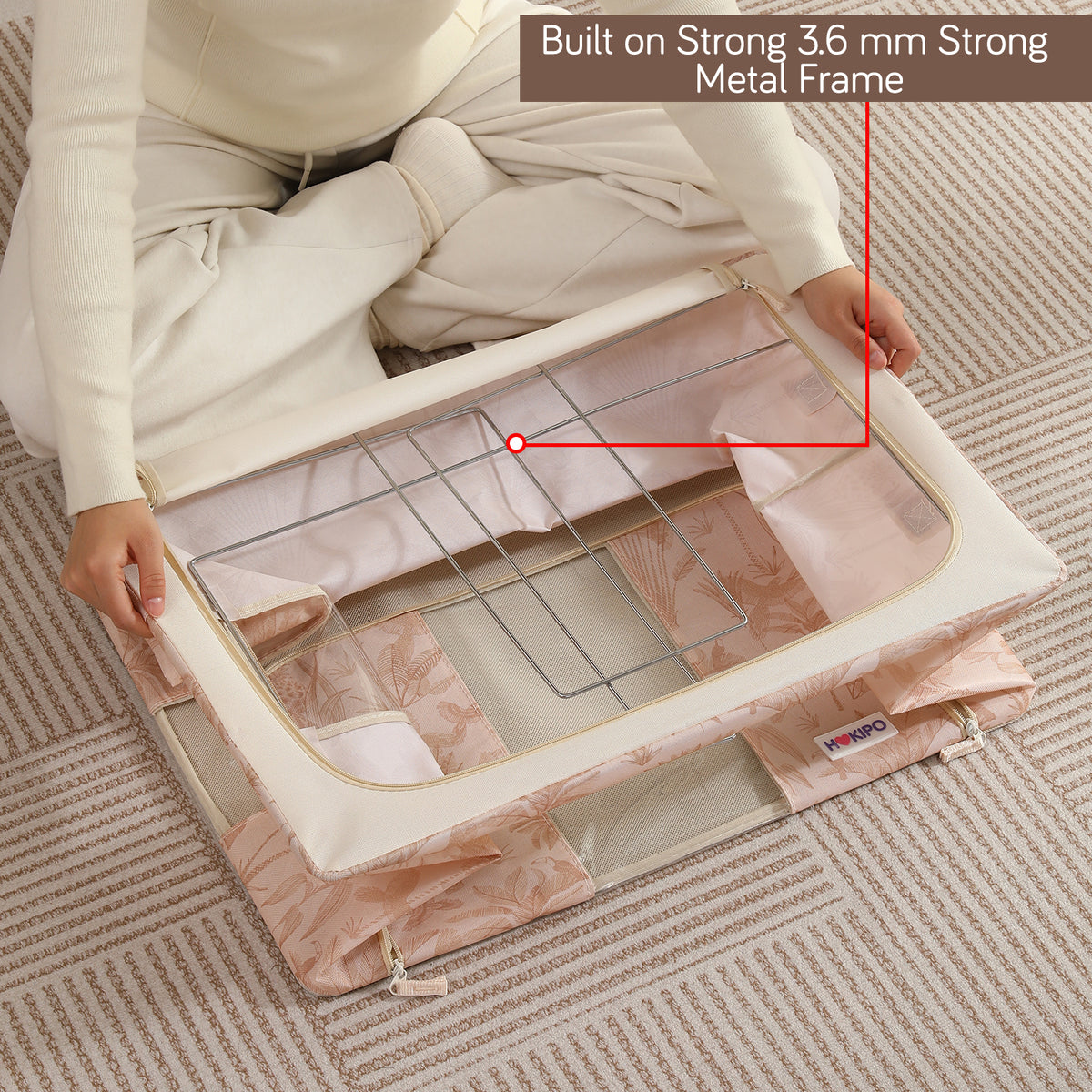 Foldable Cloth Storage Organizer for Wardrobe, Beige Botanica