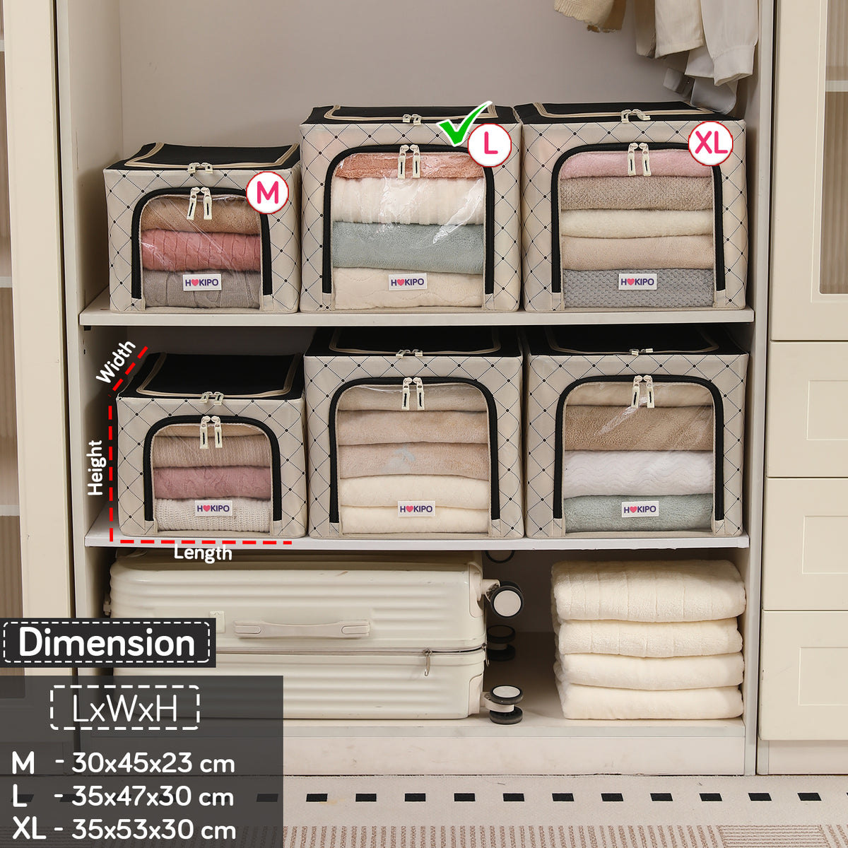 Foldable Cloth Storage  Box Organizer for Wardrobe - Ivory Noir