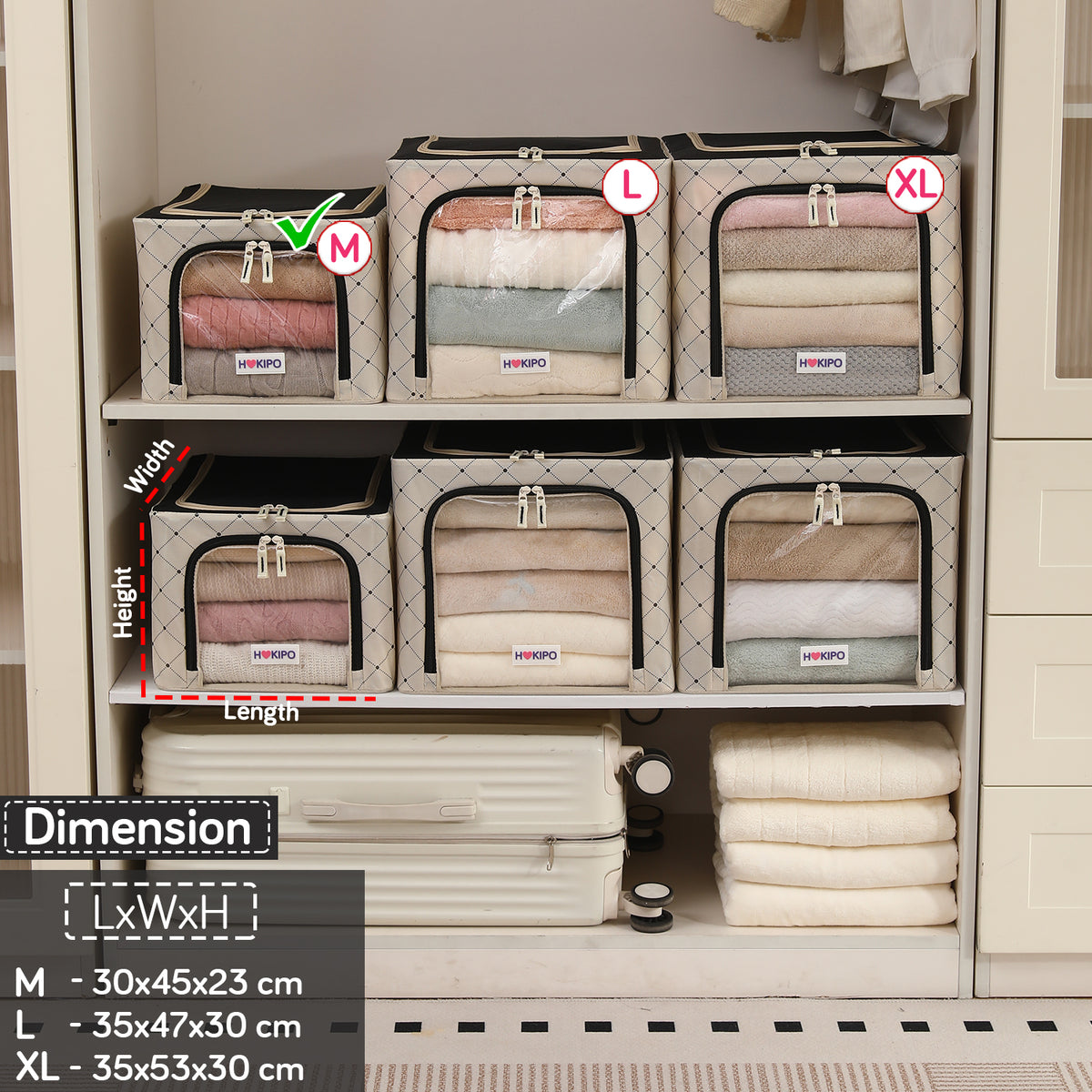 Foldable Cloth Storage  Box Organizer for Wardrobe - Ivory Noir