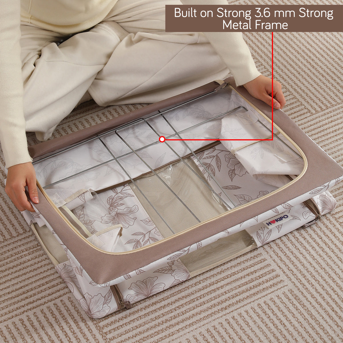 Foldable Cloth Storage Organizer for Wardrobe, Latte Floral