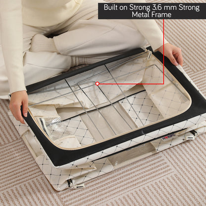 Folding Cloth Storage Box and Organizer for Wardrobe - Ivory Noir
