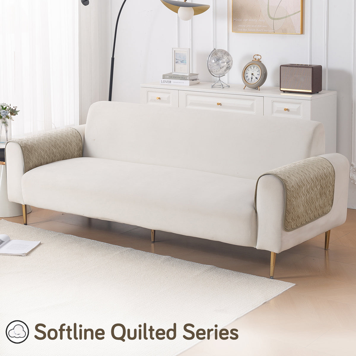 Softline Quilted Sofa Cover Mat, Latte Brown