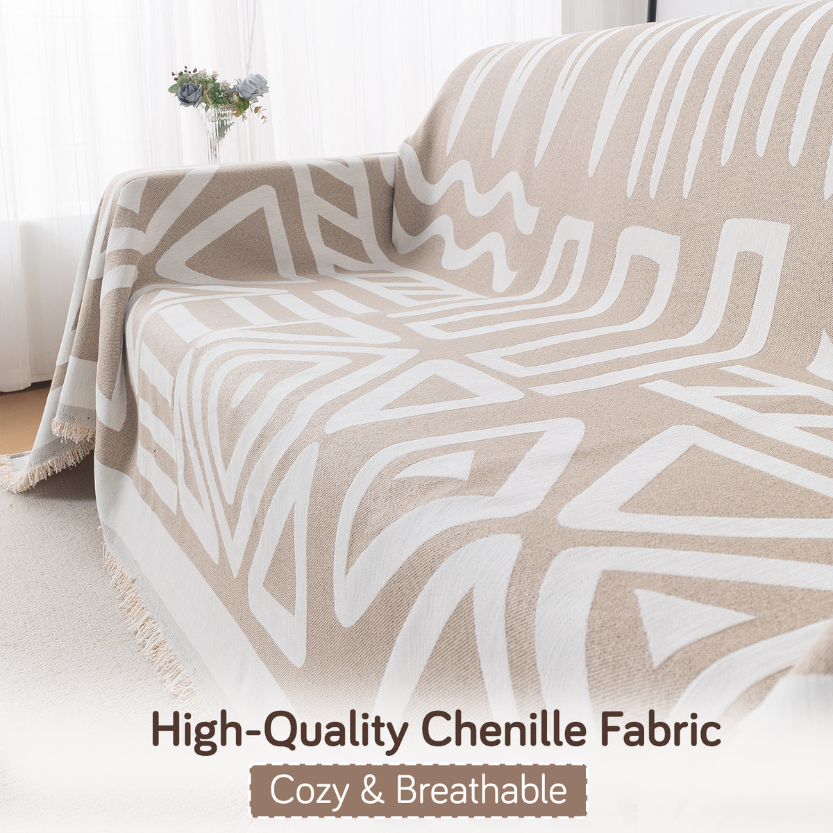 High Quality Chenille Fabric, Cozy & Breathable Sofa Throw - HOKIPO 