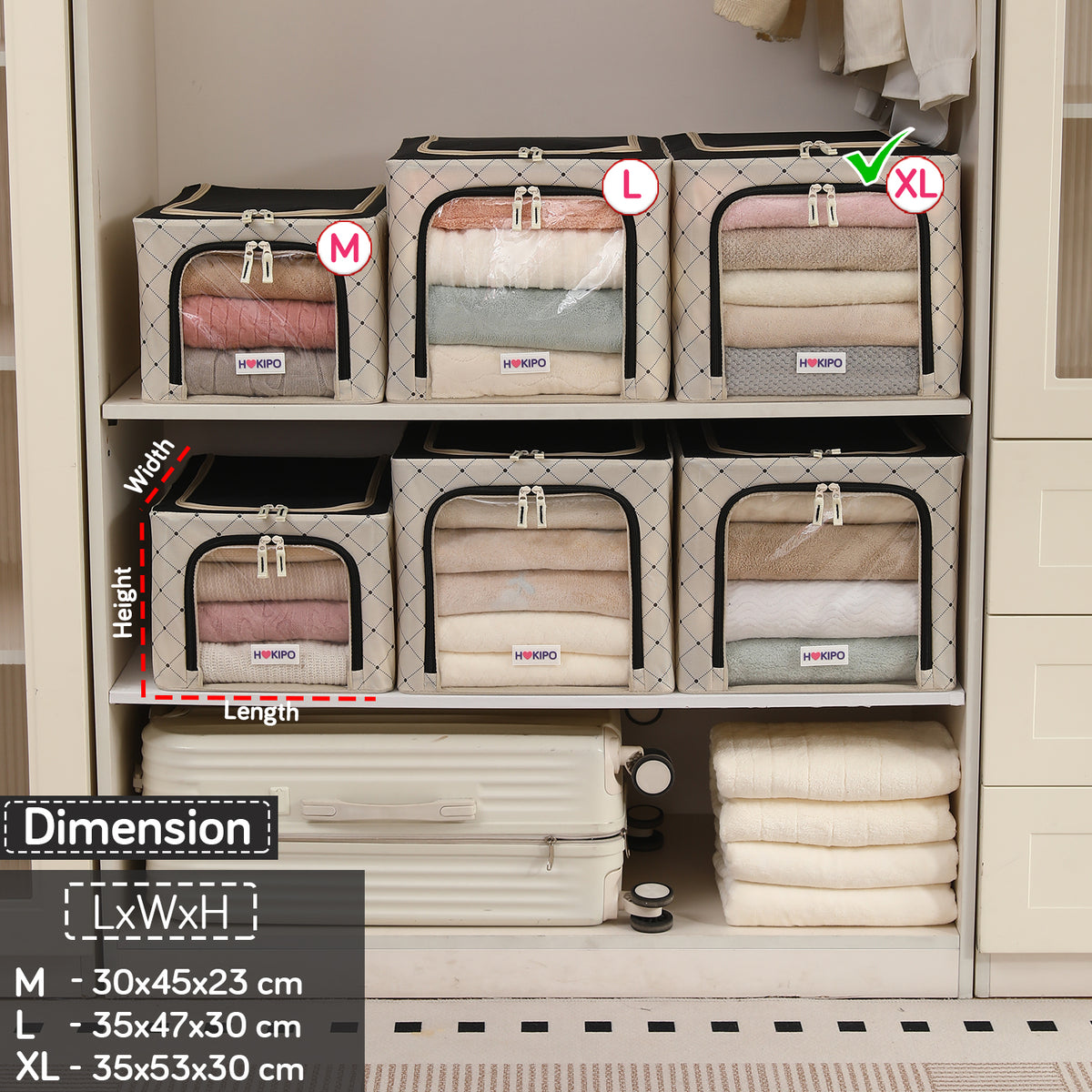 Foldable Cloth Storage  Box Organizer for Wardrobe - Ivory Noir