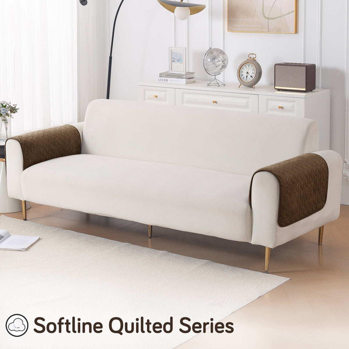 Softline Quilted Sofa Cover Mat, Chocolate Brown
