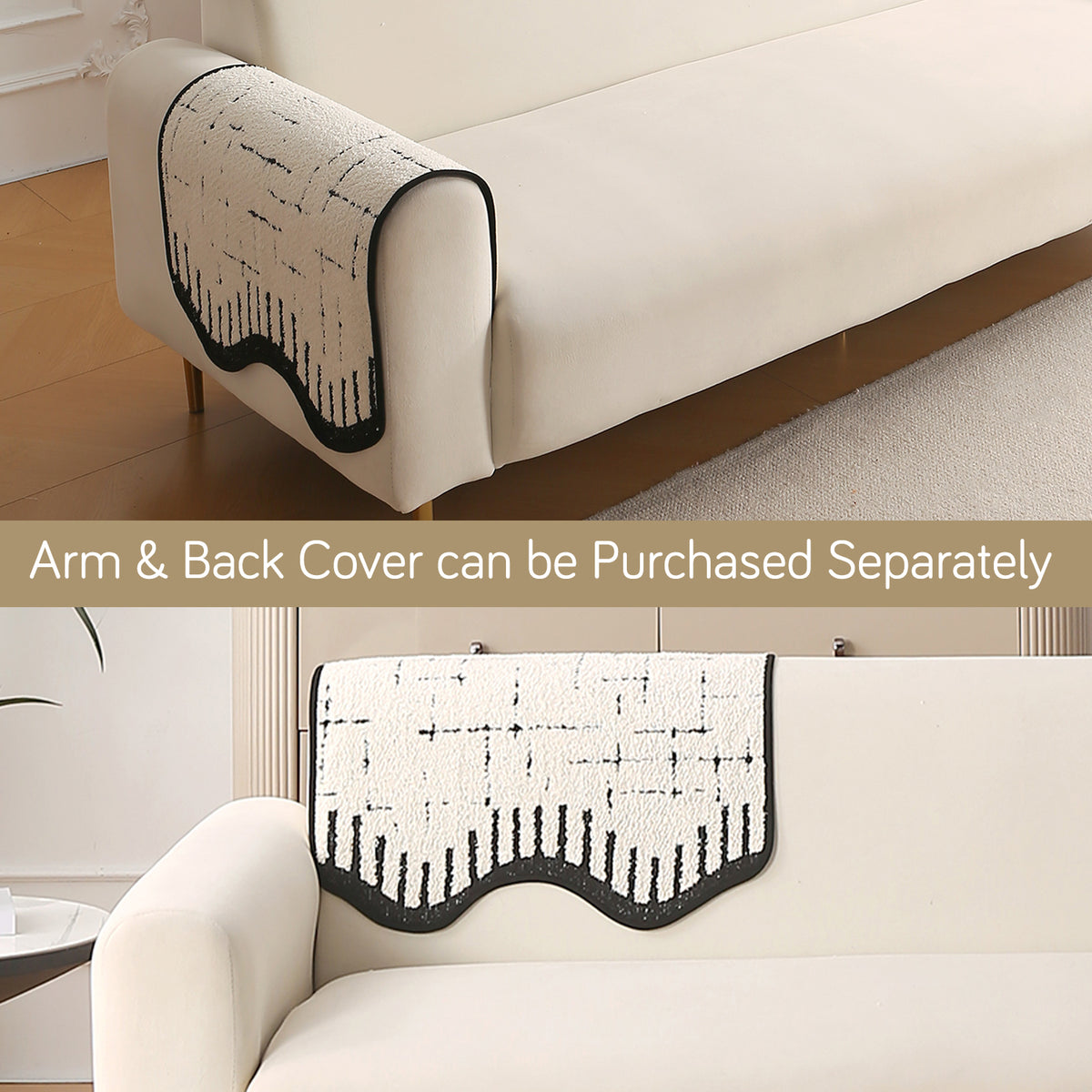 Premium Supple Soft Wavy Sofa Cover Mat, Off White