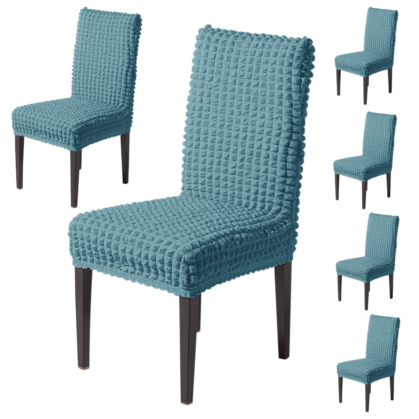 Aria Nova Bubble 280 GSM Dining Chair Cover Set of 1/2/4/6, Tropical Teal