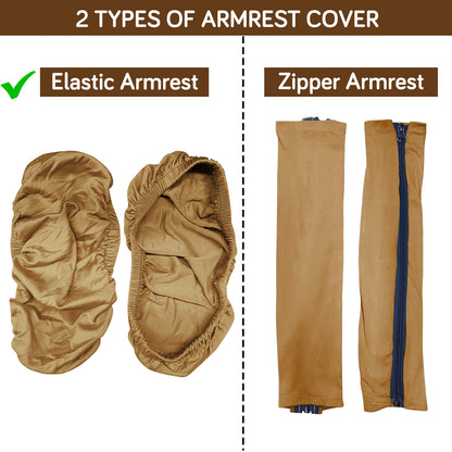 140gsm Armrest Covers for Office Chair (Elastic Style), 1 Pair, Camel