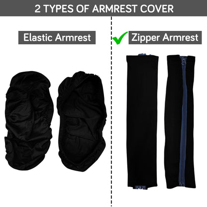 140gsm Armrest Covers for Office Chair (Zipper Style), 1 Pair, Black