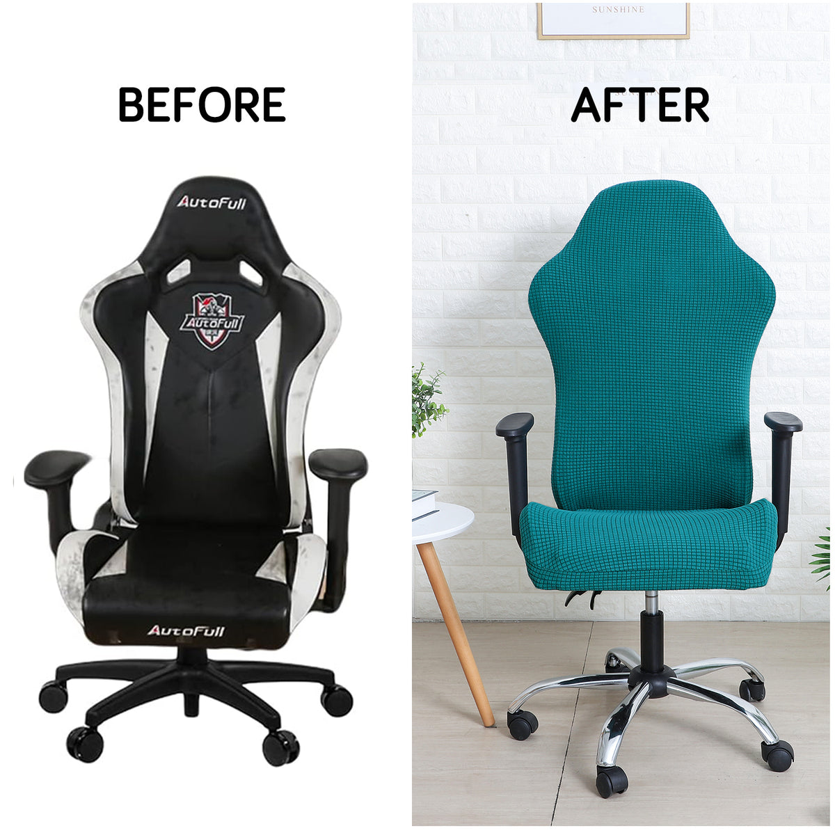 Gaming Chair Cover Stretchable Elastic Jacquard Computer Rotating Chair Seat Covers Slipcover Teal