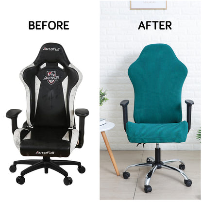 Gaming Chair Cover Stretchable Elastic Jacquard Computer Rotating Chair Seat Covers Slipcover Teal