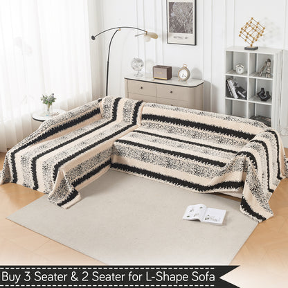 Buy Textured Stripe Noirea Series Luxury Plush Sofa Throw for L-shape Sofas - 3 & 2 Seater Sofa Sets | HOKIPO