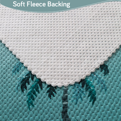 HeavenHue Fleece Soft Touch Quilted Sofa Cover Set Washable Sofa Panel for Seat & Back - Island Breeze