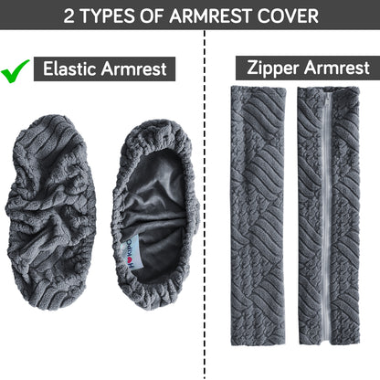 170gsm Jacquard Armrest Covers for Office Chair (Elastic Style), 1 Pair, Dark Grey