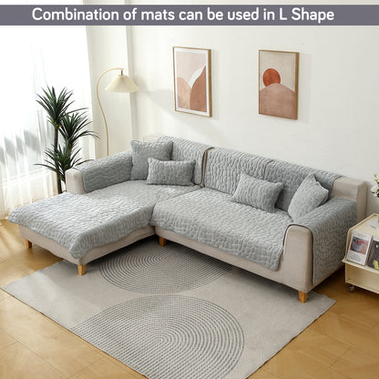 Premium Pebble Milk Velvet Anti Slip Sofa Mat for 1/2/3 Seater, Moon Grey