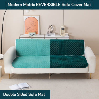 Modern Matrix 5-Seater Reversible Sofa Cover (3+1+1), Emerald Green
