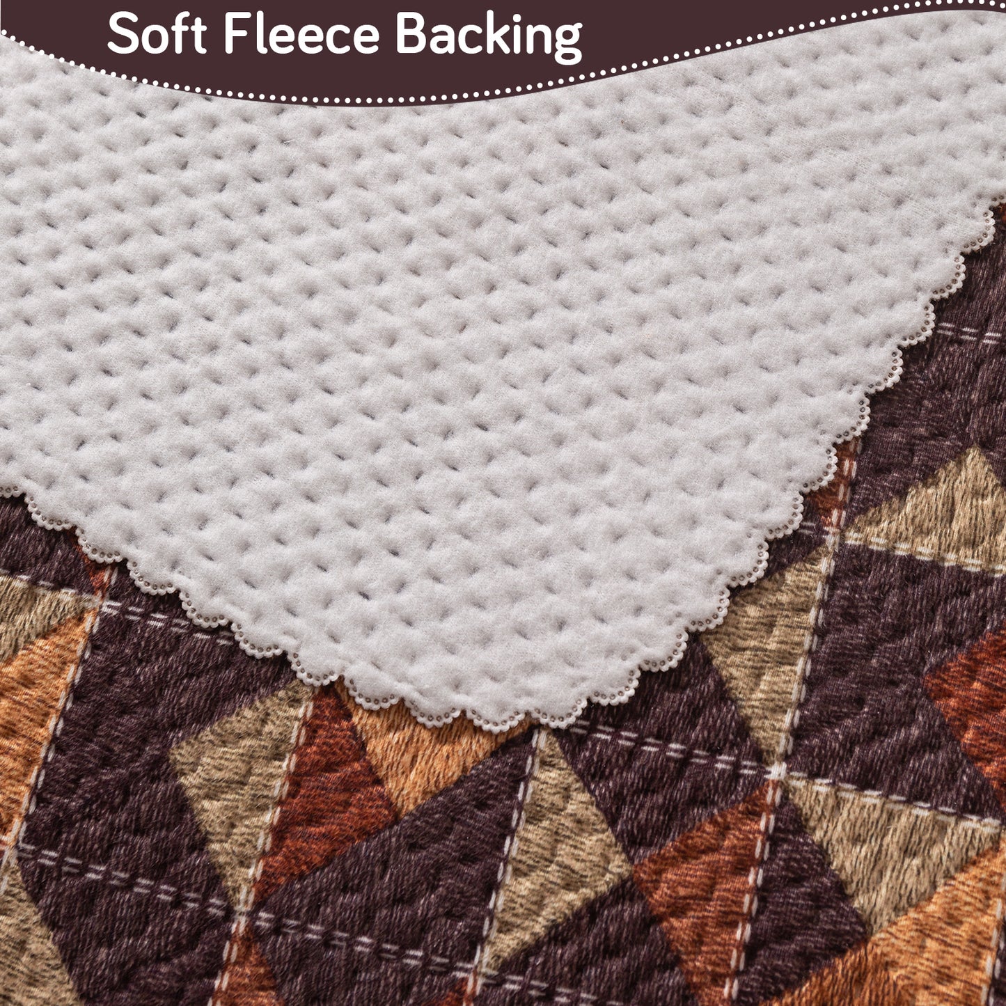 HeavenHue Fleece Soft Touch Quilted Sofa Cover Set Washable Sofa Panel for Seat & Back - Rustic Mosaic