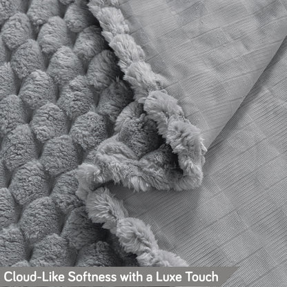 'BunnySoft Series' Plush Sofa Cover Throw for Sofa Seat & Back, Moon Grey