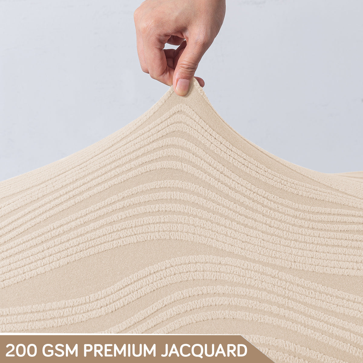 Nestiva Series Knitting Jacquard Stretchable Footstool Cover - Skimmed Cream