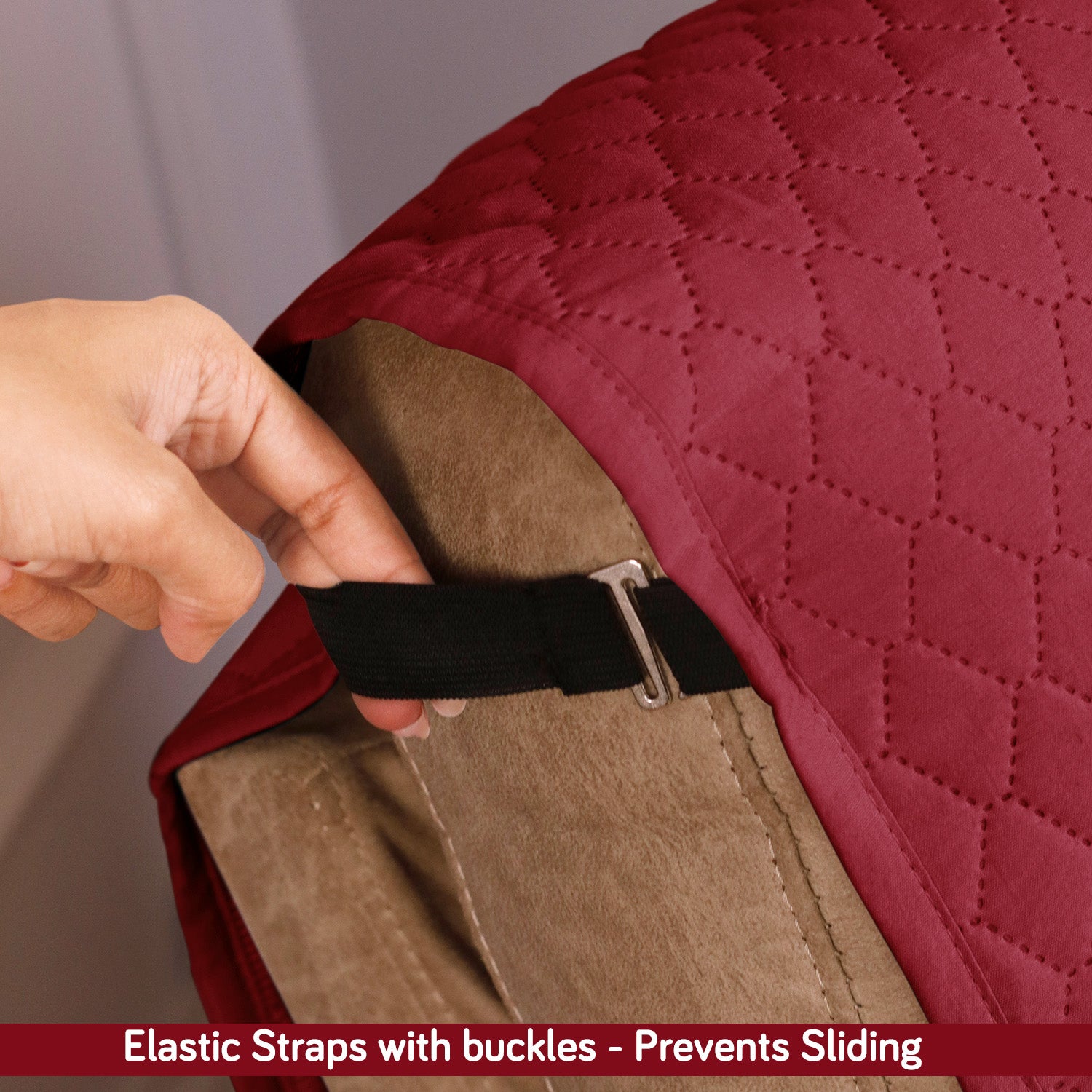 Quilted Recliner Mats for 1 Seater Recliner Sofa, Maroon