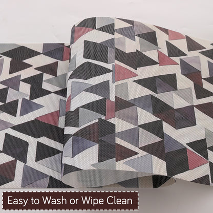 Color Splash PVC Mats for Dining Table, Triangular Mosaic - Burgundy Red