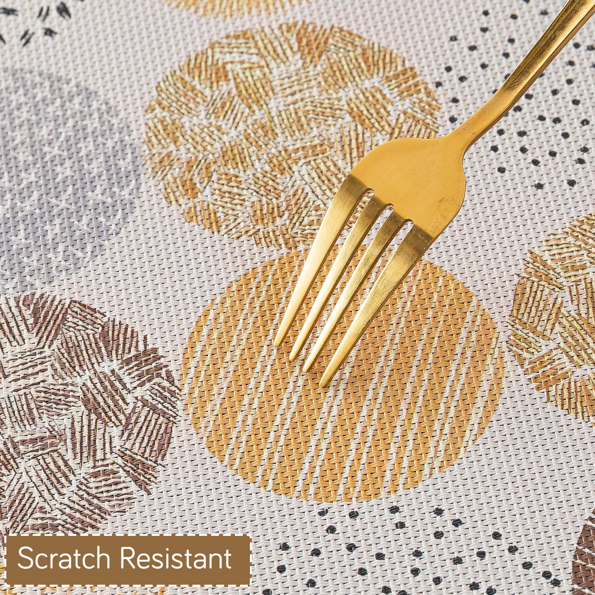 Color Splash PVC Mats for Dining Table, Abstract Circles - Olive Brown
