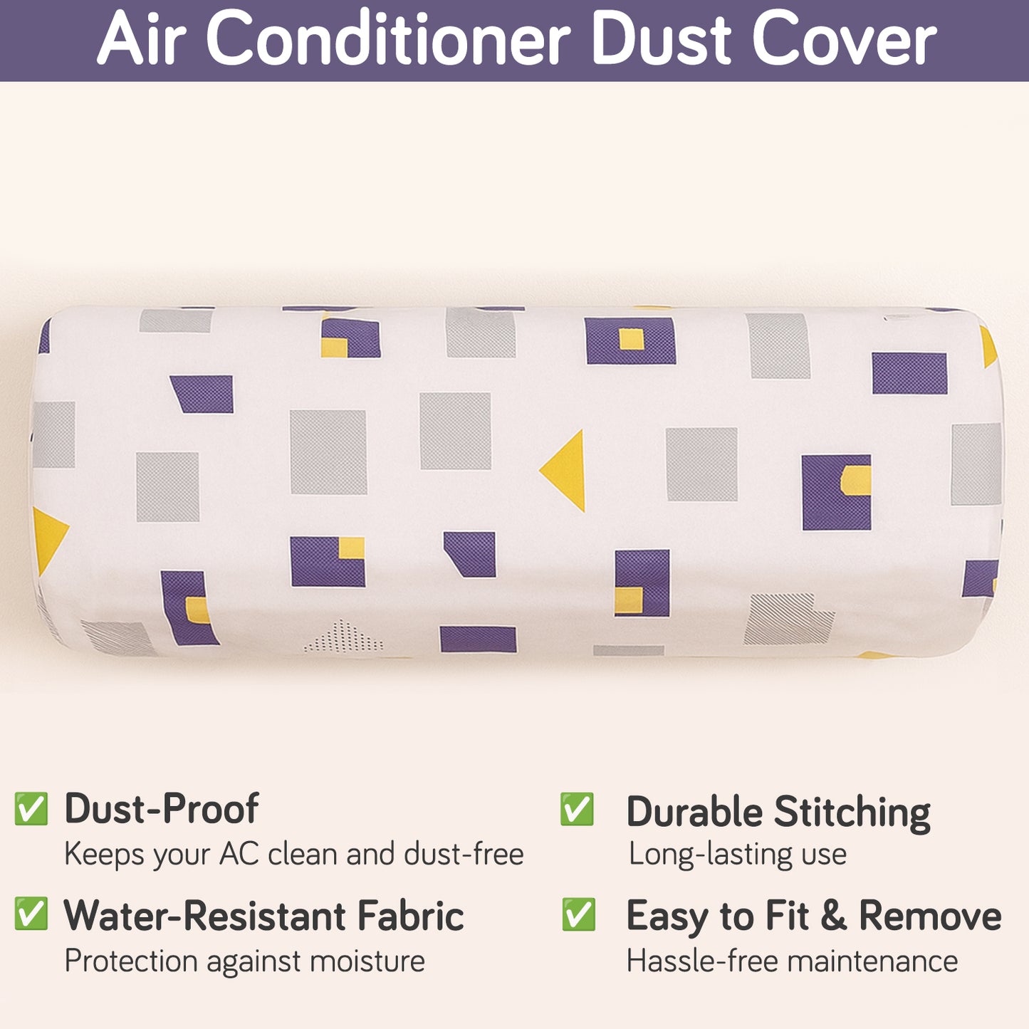 Dustproof, Waterproof & Washable Indoor AC Cover - Geometric Abstract
