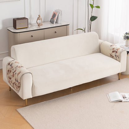 HeavenHue Fleece Soft Touch Quilted Sofa Cover Set – Washable Sofa Panel for Seat & Back - Autumn Whisper