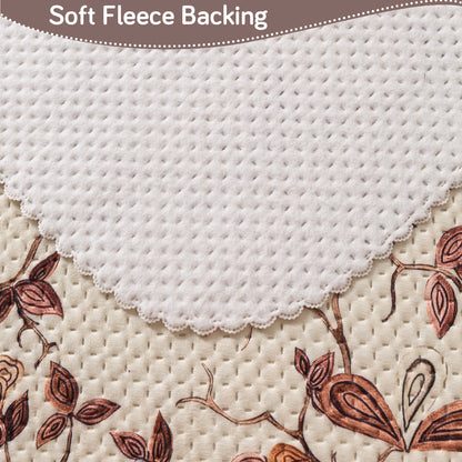 HeavenHue Fleece Soft Touch Quilted Sofa Cover Set – Washable Sofa Panel for Seat & Back - Autumn Whisper