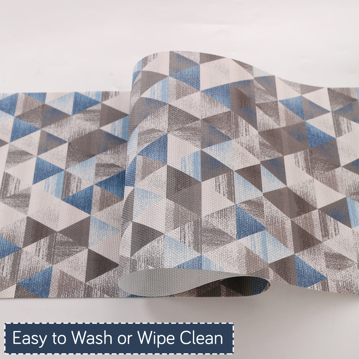 Color Splash PVC Mats for Dining Table, Geo Triangles - Slate Blue