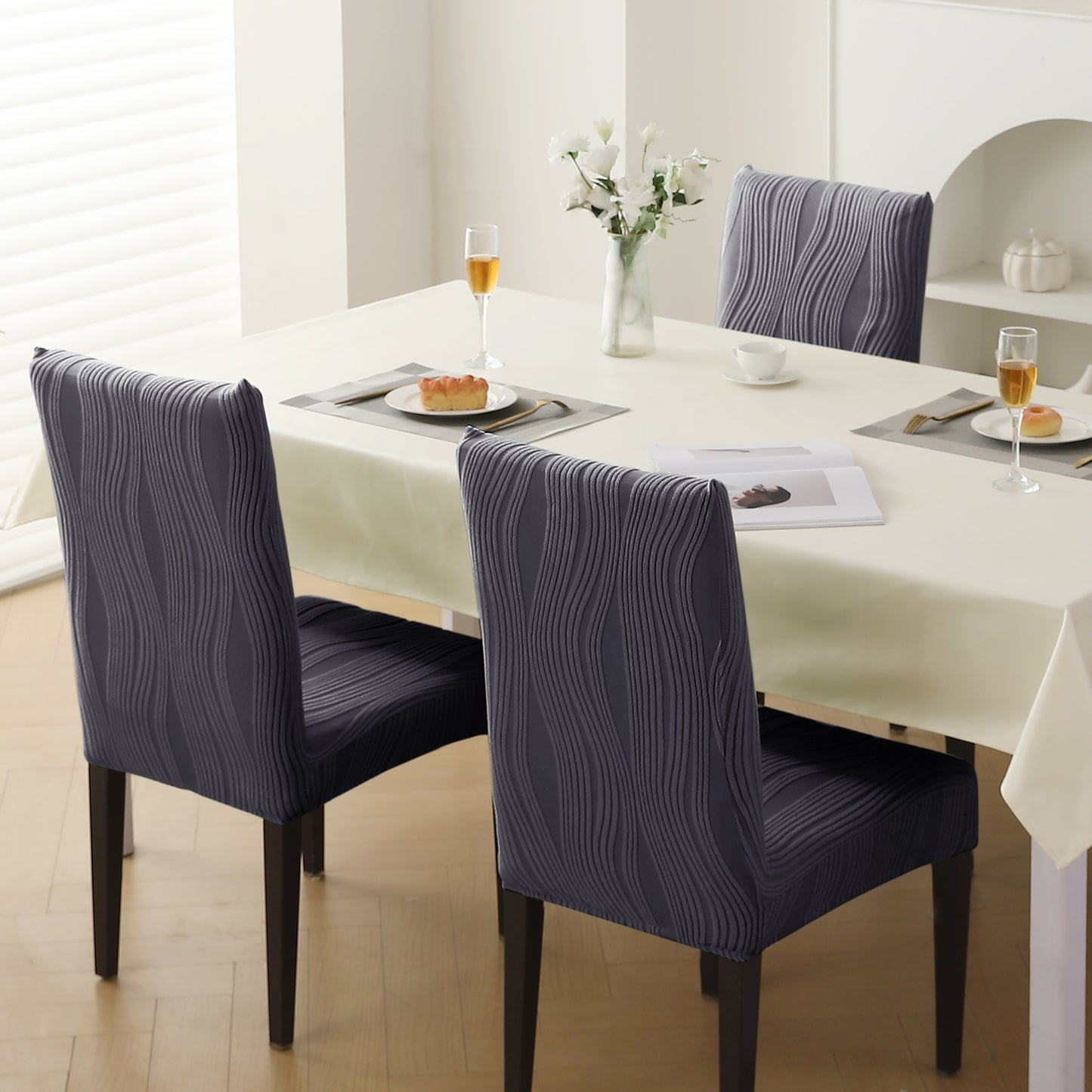 Nestiva Series Stretchable Knitting Jacquard Chair Cover - Porpoise Grey