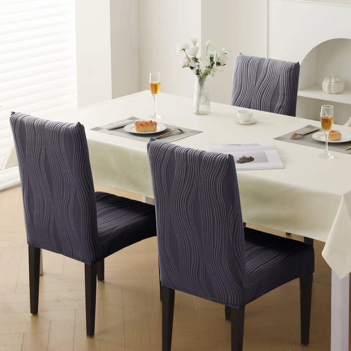 Nestiva Series Stretchable Knitting Jacquard Chair Cover - Porpoise Grey