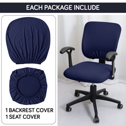 2 piece Navy Blue Stretchable regular office chair seat covers