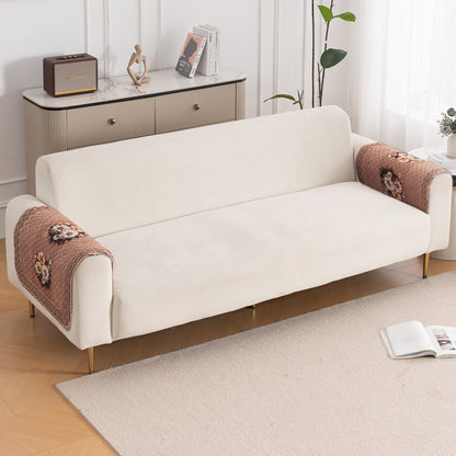 LoomVerse Quilted Sofa Cover Set Washable Sofa Panel for Seat & Back - Vintage Rosette