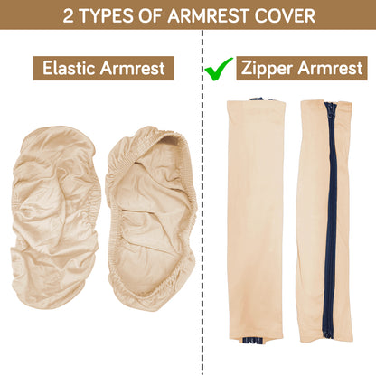 140gsm Armrest Covers for Office Chair (Zipper Style), 1 Pair, Beige