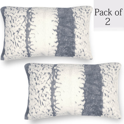 Luxury Wavy Plush Cushion Cover for Sofa - Pewter Grey