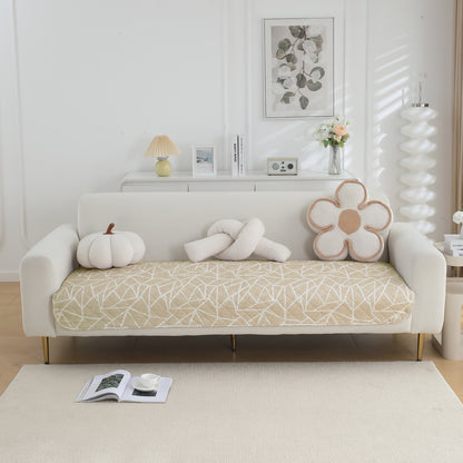 HOKIPO Water Repellent + Waterproof Quilted Sofa Mats, Beige Abstract Geometry