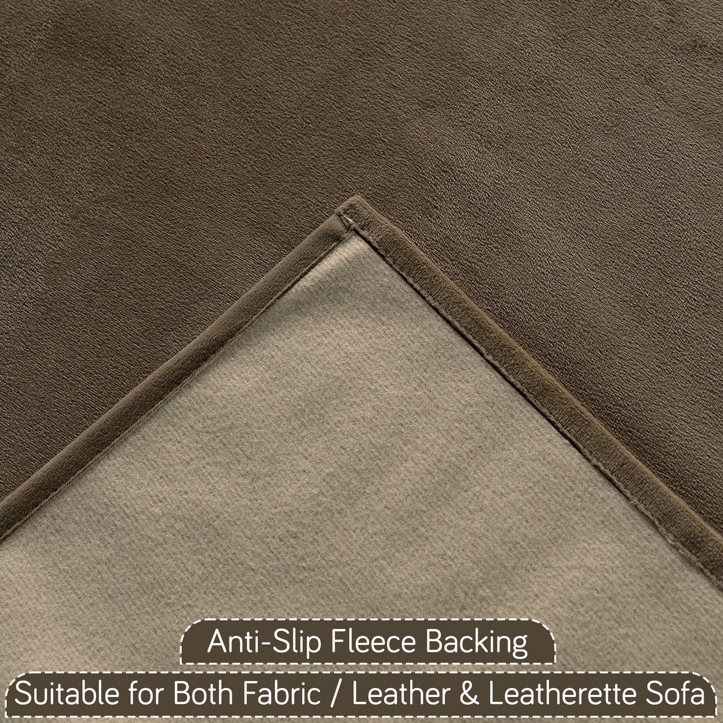 Holland Velvet 5-Seater Sofa Cover (3+1+1), TasselTone Series | Coffee Brown