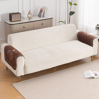 HeavenHue Fleece Soft Touch Quilted Sofa Cover Set Washable Sofa Panel for Seat & Back - Nritya Echo