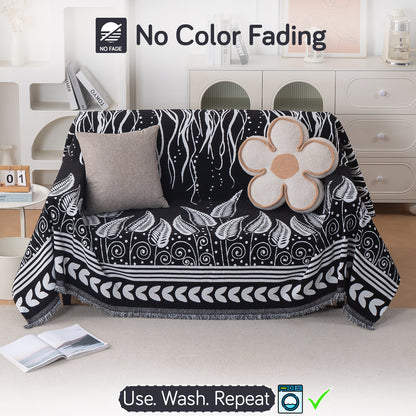 Buy Black Fern Tribal Serene Abode Chenille 2 Seater Sofa Throw | HOKIPO