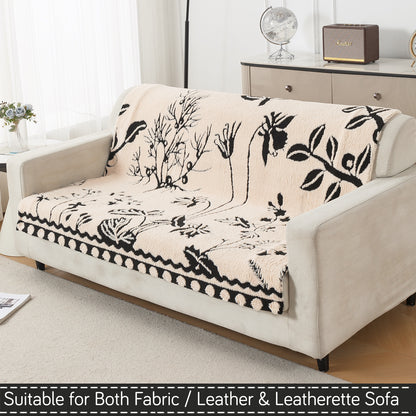 'Noirea Series' Plush Sofa Cover for Seat & Back, Butterfly Garden