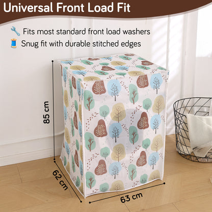 Waterproof Front Load / Top Load Washing Machine Cover | PEVA Dustproof Protective Cover for 6kg, 6.5kg, 7kg & 7.5kg Fully Automatic Machines, Nature Trees