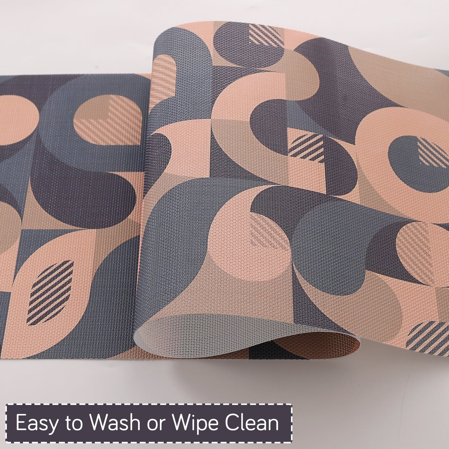 Color Splash PVC Mats for Dining Table, Retro Circles - Tan Brown