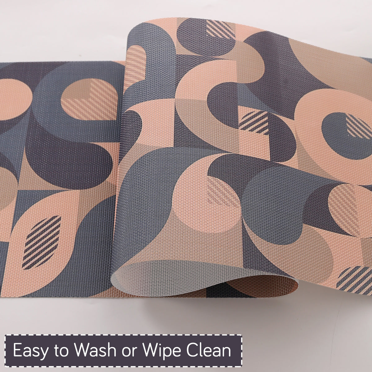 Color Splash PVC Mats for Dining Table, Retro Circles - Tan Brown
