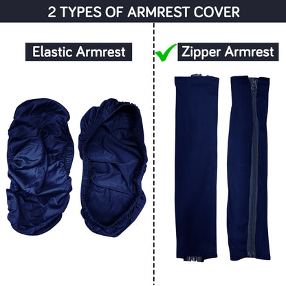 140gsm Armrest Covers for Office Chair (Zipper Style), 1 Pair, Navy Blue