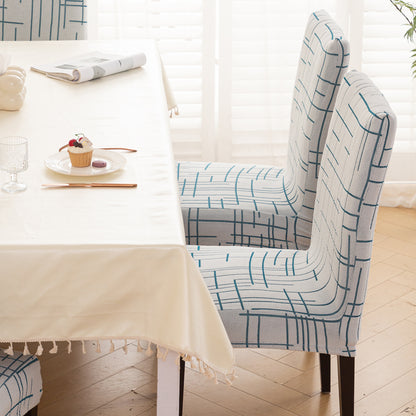 'Crossline Series' 180 GSM Jacquard Chair Cover Set 1/2/4/6, Teal Blue