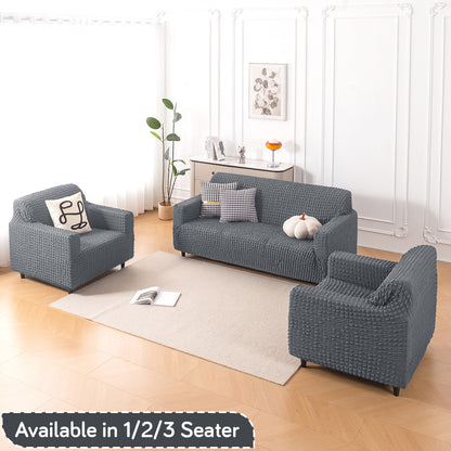 Aria Nova Elastic 280 GSM Stretchable Bubble Sofa Cover, Dark Grey
