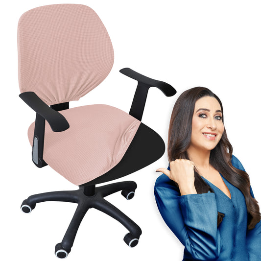 Stretchable Jacquard Office Chair Slipcover for Rotating Chair, Pink