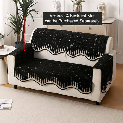 Premium Supple Soft Wavy with Curve Sofa Cover Mat, Black