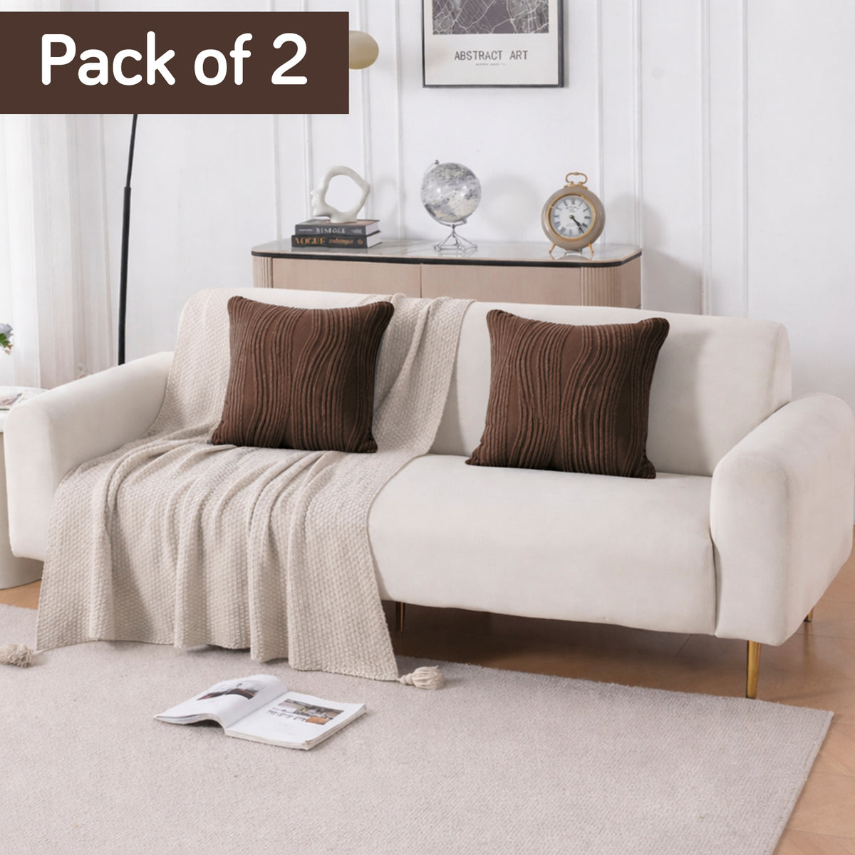 Nestiva Series Premium Knitting Jacquard Sofa Cushion Cover - Chocolate Brown